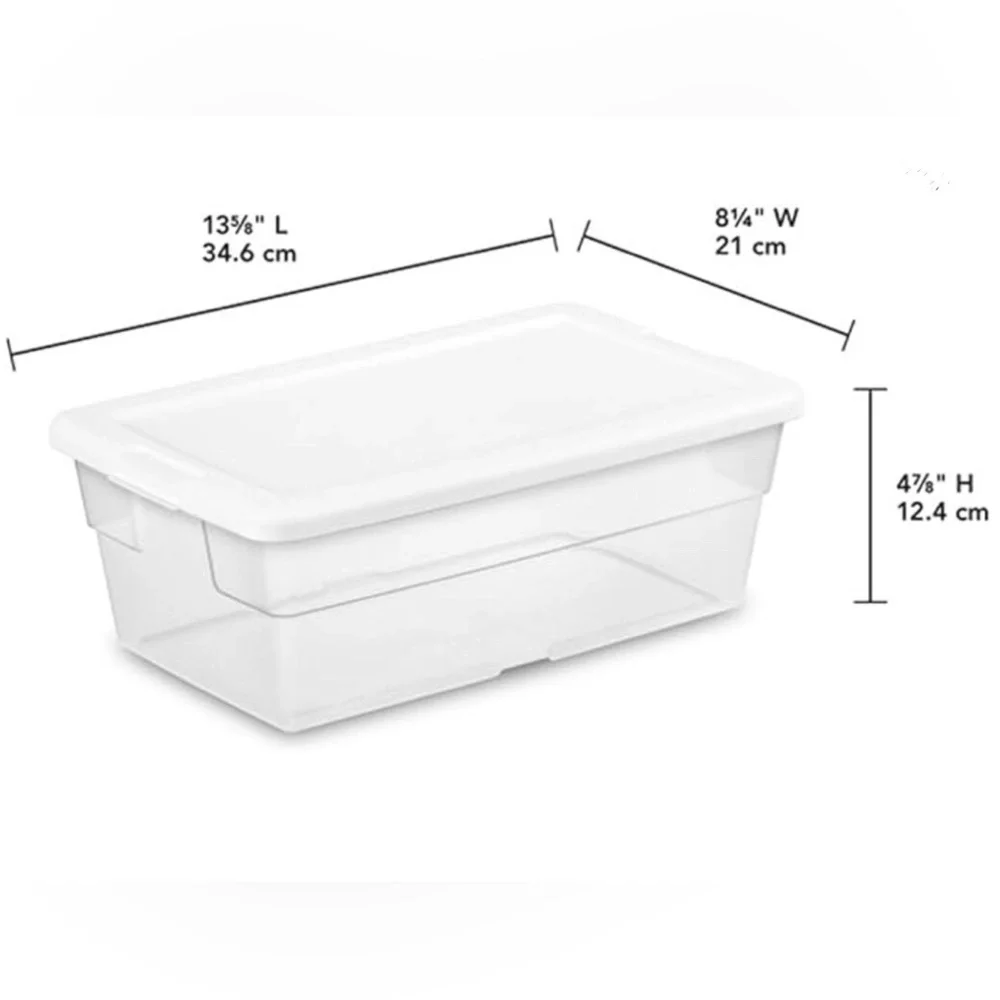 Set/2 Sterilite Shoe Boxes for Storage, Inventory, Crafts, Clear, White, NEW